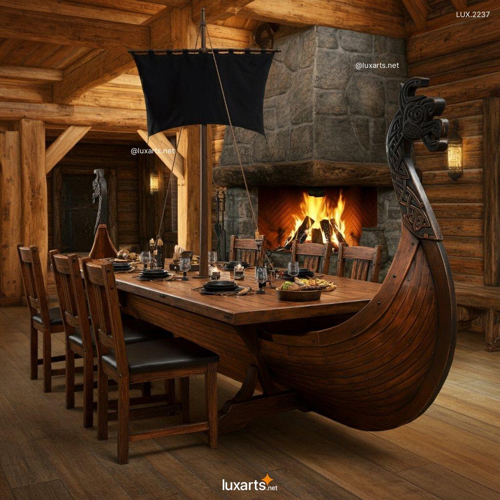 LUX.2237 Viking Ship Shaped Dining Tables | Nautical Elegance for Your Home viking ship dining tables 6