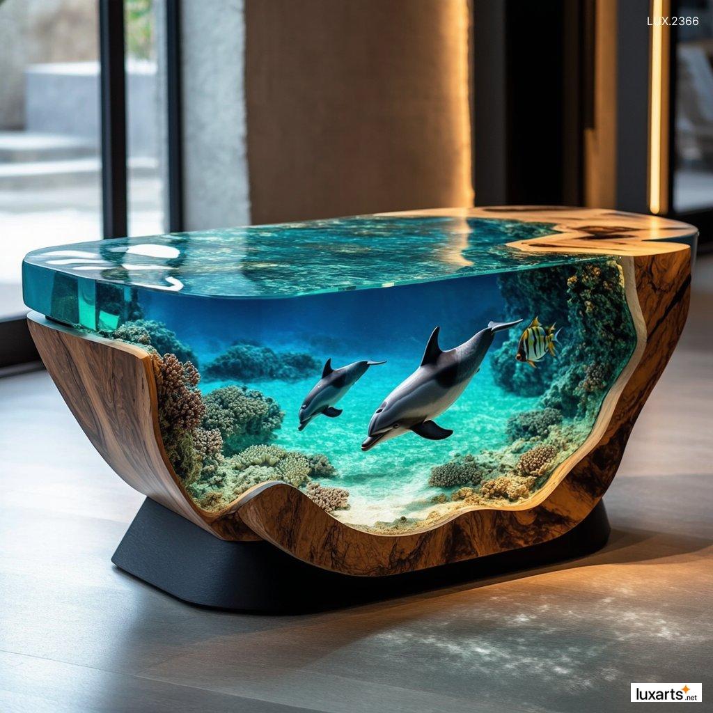 LUX.2366 Dolphin Epoxy Coffee Tables: Stunning Ocean-Inspired Furniture for a Coastal Vibe dolphin epoxy coffee tables 1