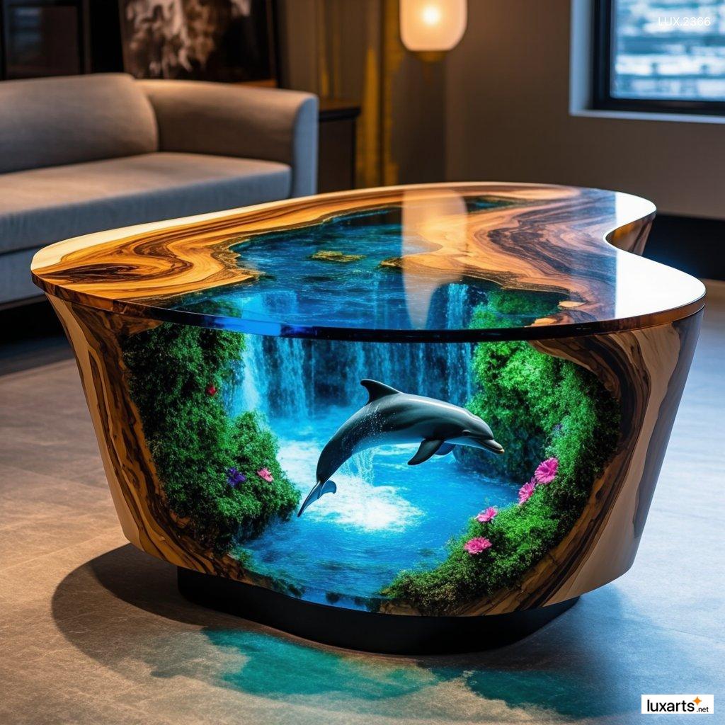 LUX.2366 Dolphin Epoxy Coffee Tables: Stunning Ocean-Inspired Furniture for a Coastal Vibe dolphin epoxy coffee tables 10