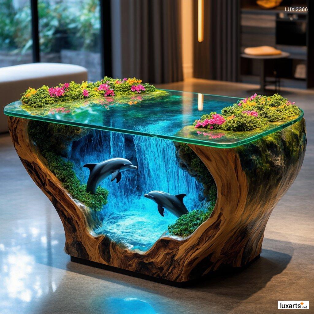 LUX.2366 Dolphin Epoxy Coffee Tables: Stunning Ocean-Inspired Furniture for a Coastal Vibe dolphin epoxy coffee tables 2