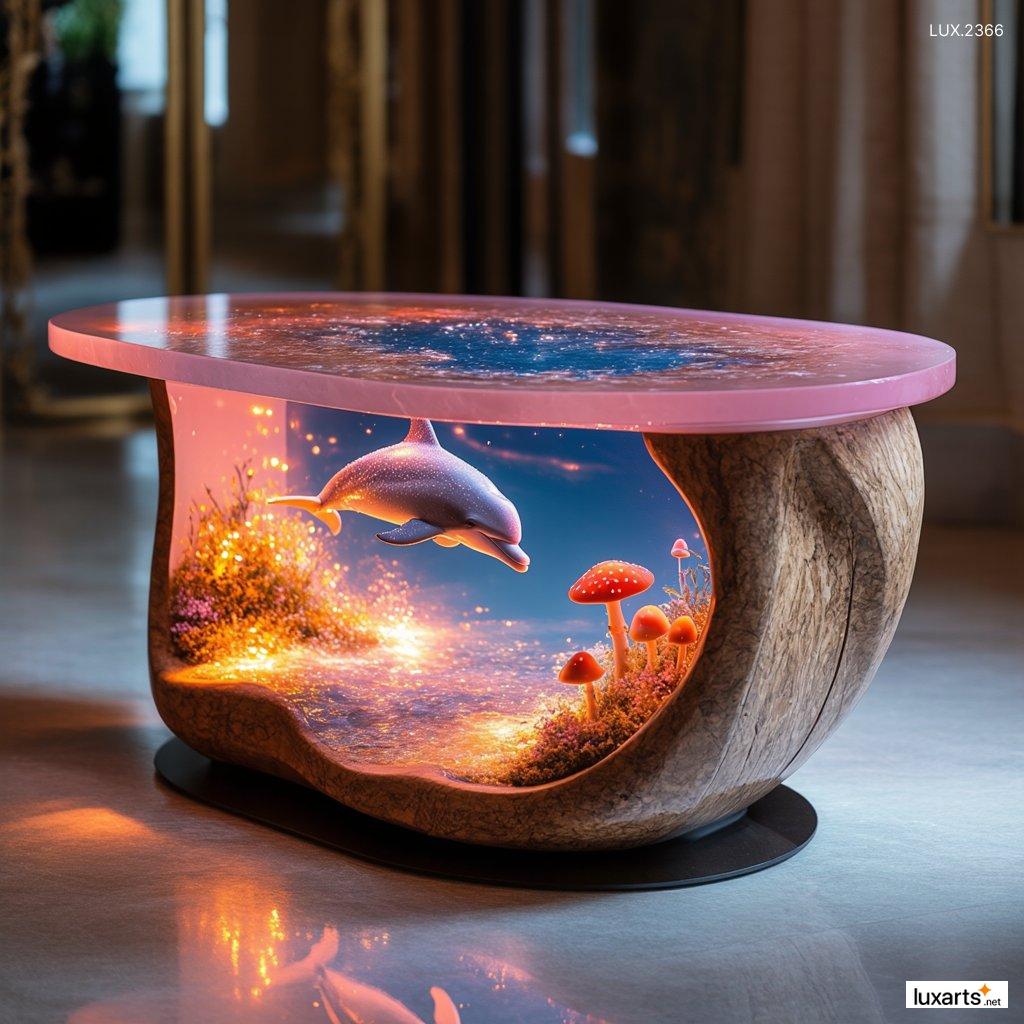 LUX.2366 Dolphin Epoxy Coffee Tables: Stunning Ocean-Inspired Furniture for a Coastal Vibe dolphin epoxy coffee tables 5