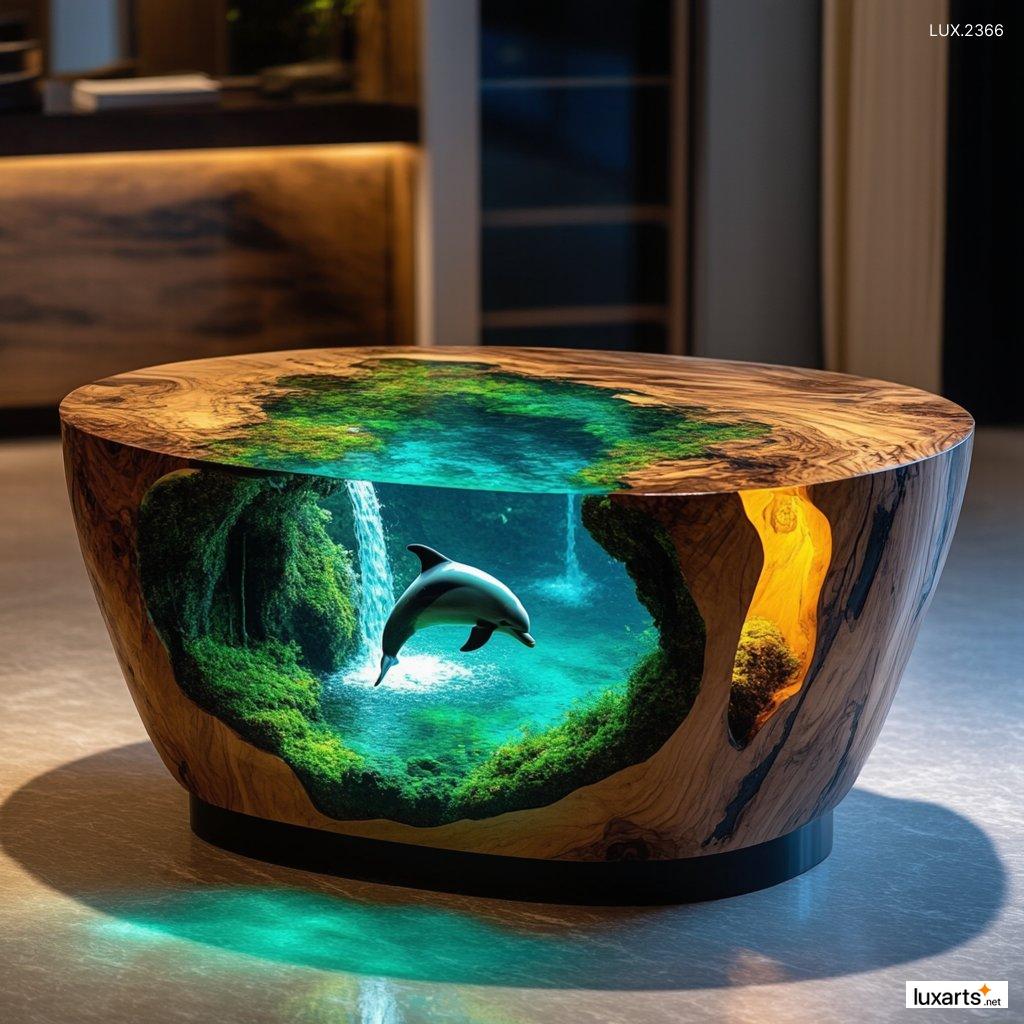 LUX.2366 Dolphin Epoxy Coffee Tables: Stunning Ocean-Inspired Furniture for a Coastal Vibe dolphin epoxy coffee tables 7