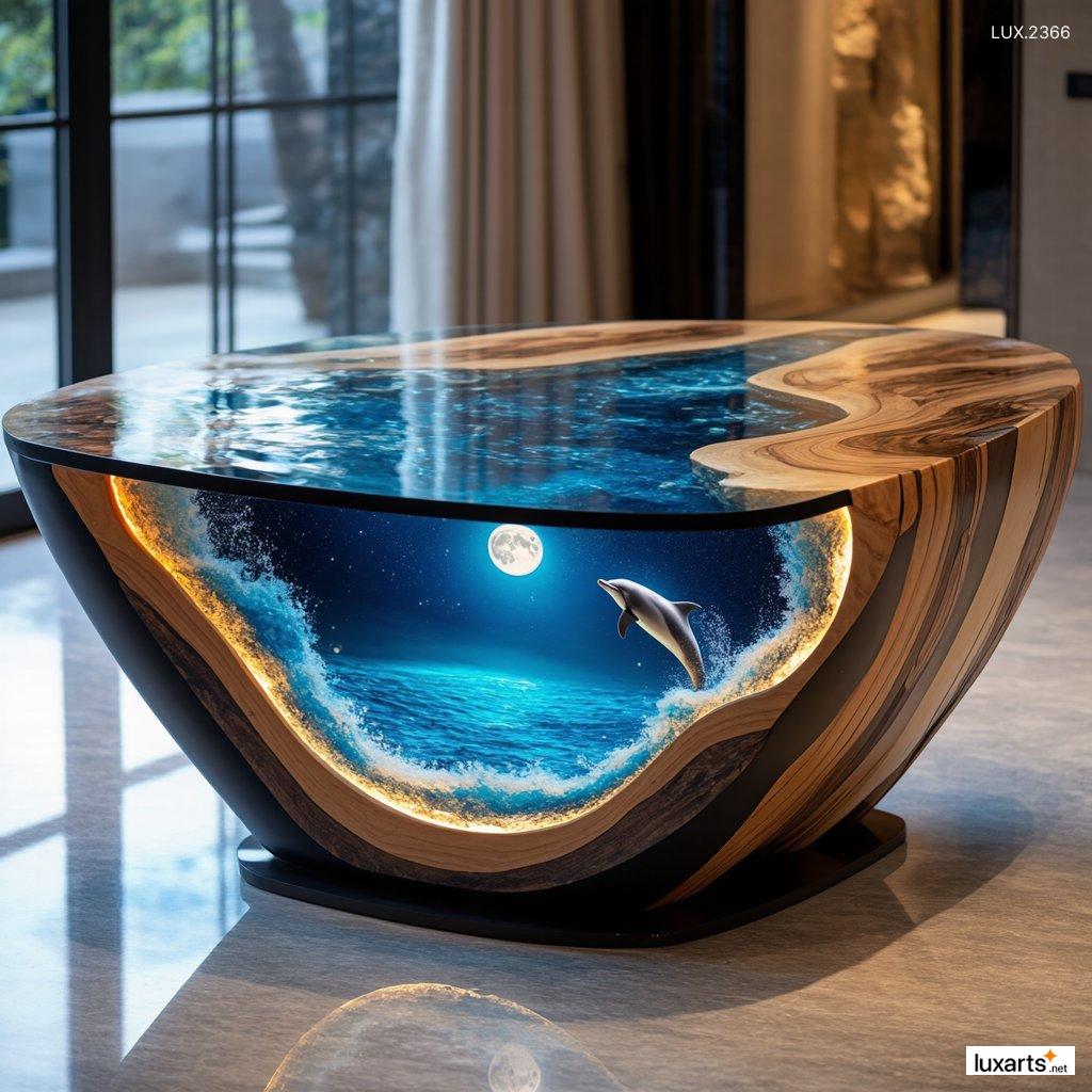 LUX.2366 Dolphin Epoxy Coffee Tables: Stunning Ocean-Inspired Furniture for a Coastal Vibe dolphin epoxy coffee tables 8