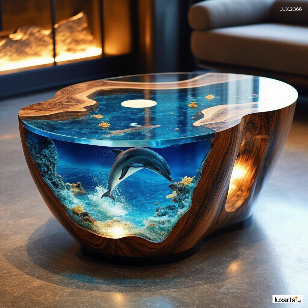 LUX.2366 Dolphin Epoxy Coffee Tables: Stunning Ocean-Inspired Furniture for a Coastal Vibe dolphin epoxy coffee tables 9