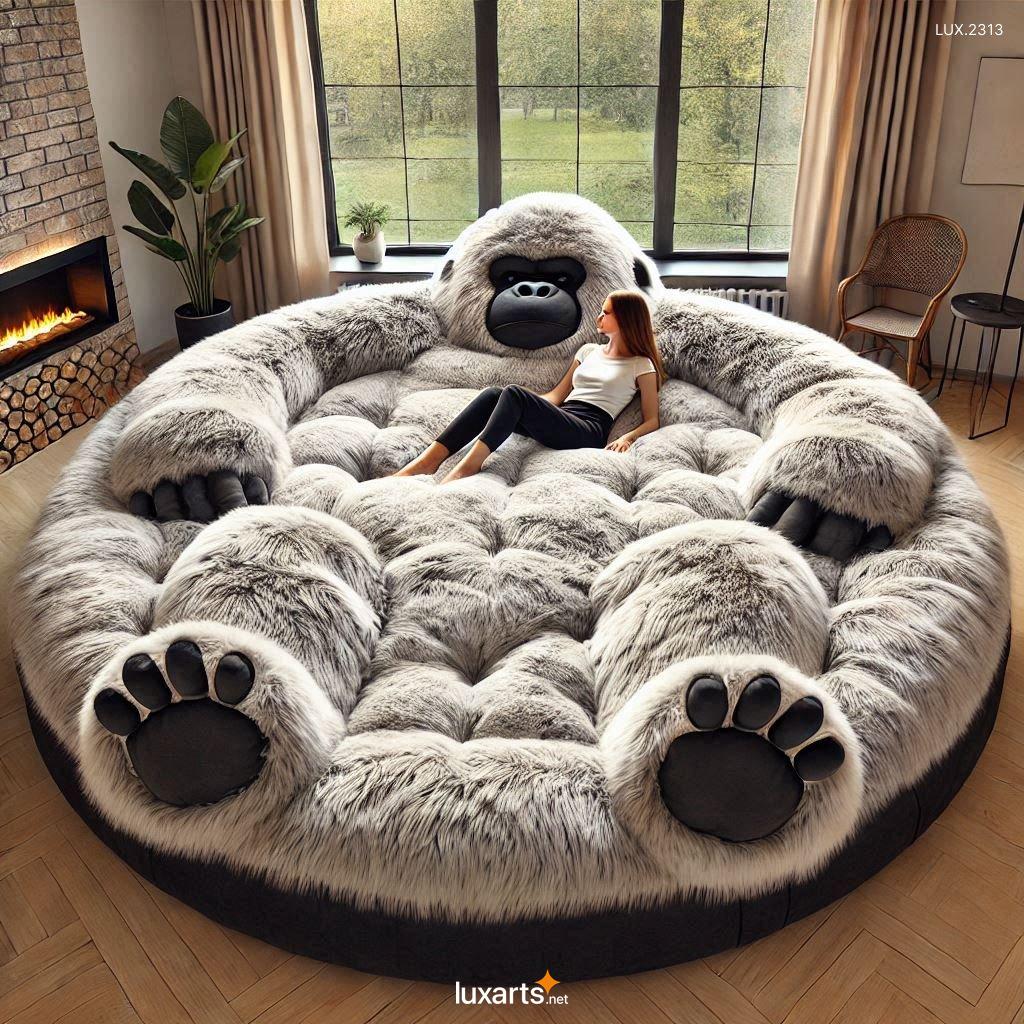 LUX.2313 Giant Fur Gorilla Pet Beds for Humans: Cozy & Comfy Giant Plush Beds giant fur gorilla shaped pet beds for humans 5