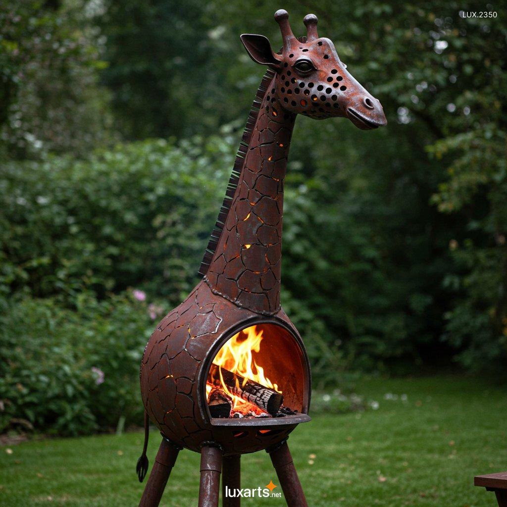 LUX.2350 Giraffe Shaped Outdoor Fireplace: Unique and Whimsical Garden Centerpiece giraffe shaped outdoor fireplace 1