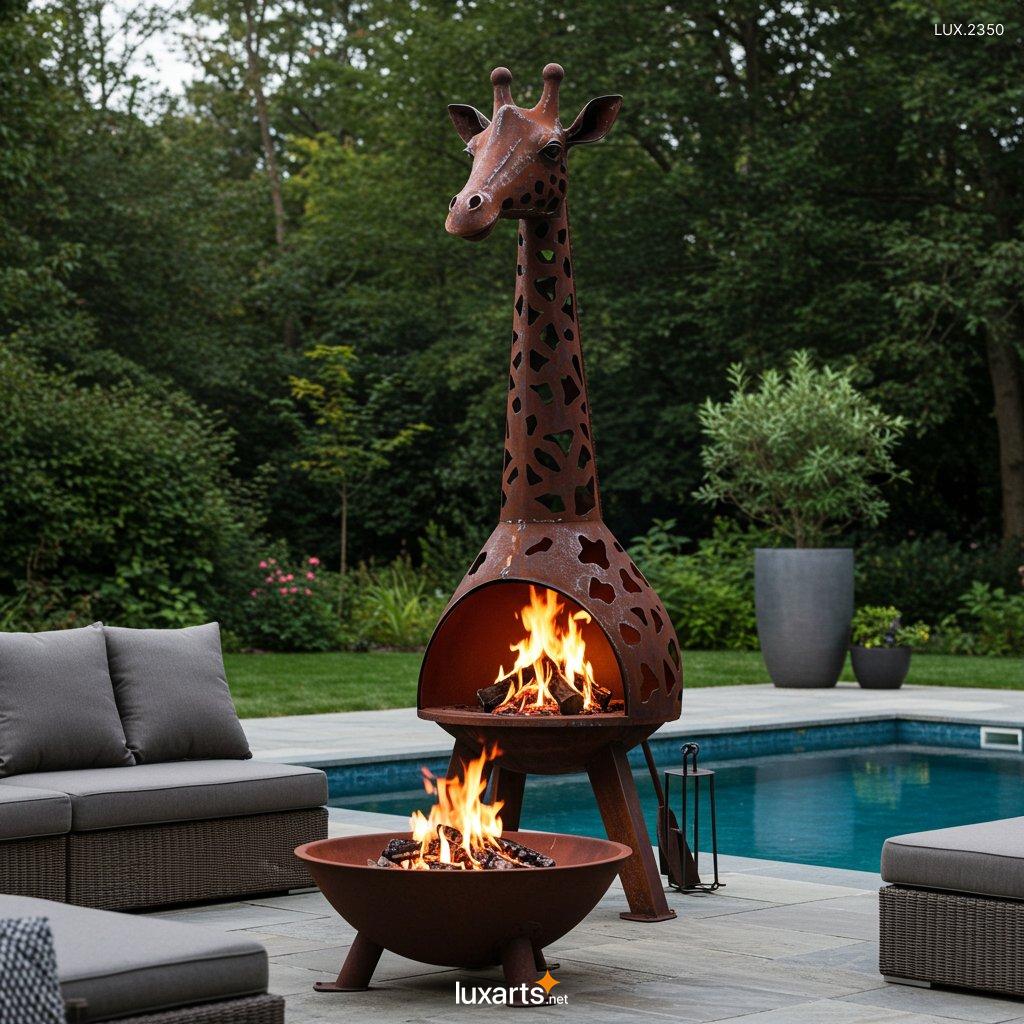 LUX.2350 Giraffe Shaped Outdoor Fireplace: Unique and Whimsical Garden Centerpiece giraffe shaped outdoor fireplace 3