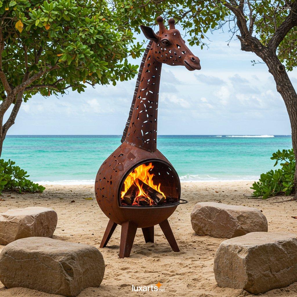 LUX.2350 Giraffe Shaped Outdoor Fireplace: Unique and Whimsical Garden Centerpiece giraffe shaped outdoor fireplace 7