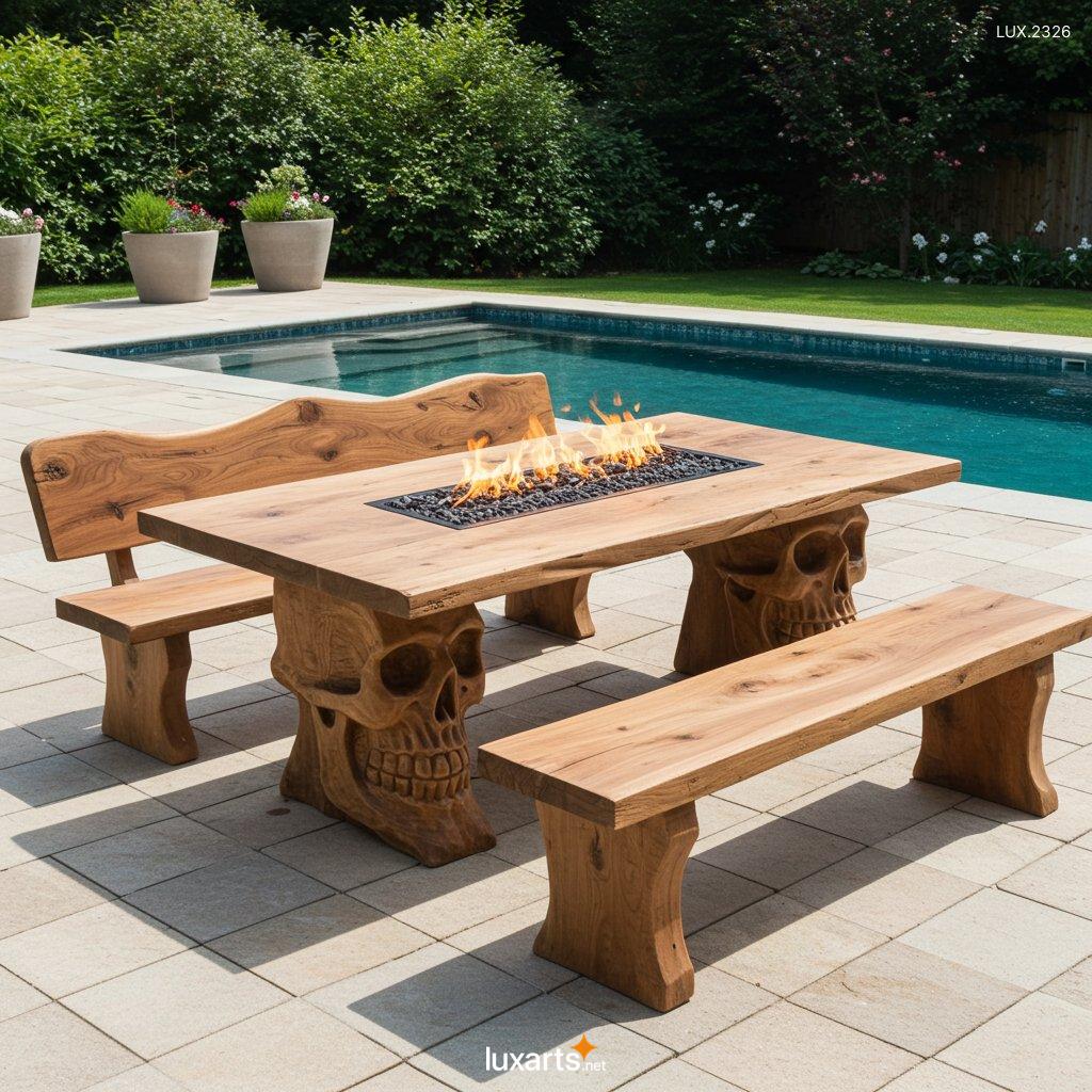 LUX.2326 Skull-Shaped Wooden Picnic Table: Handcrafted Gothic Picnic Tables skull shaped wooden picnic table 8