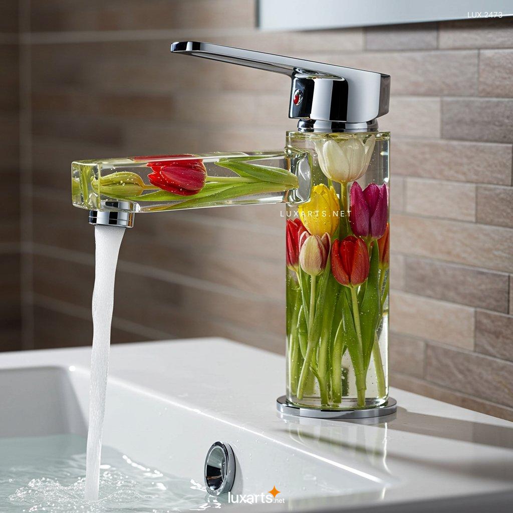 LUX.2473	Flower Inspired Epoxy Resin Faucet – Handcrafted Elegance for Your Home flower faucet 10