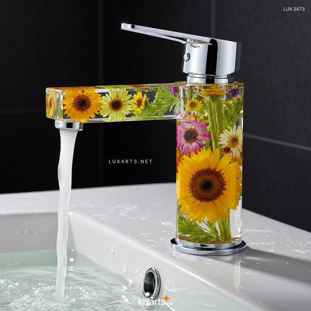 LUX.2473	Flower Inspired Epoxy Resin Faucet – Handcrafted Elegance for Your Home flower faucet 11