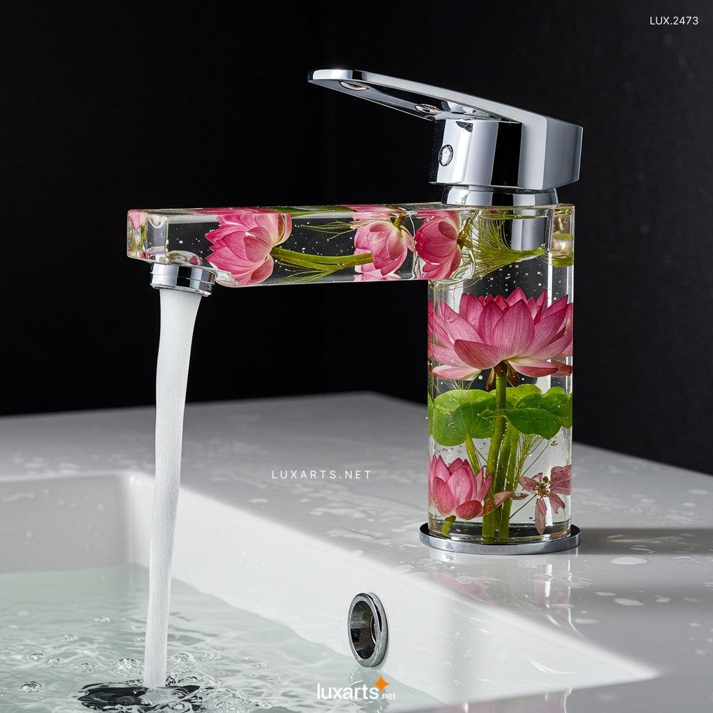 LUX.2473	Flower Inspired Epoxy Resin Faucet – Handcrafted Elegance for Your Home flower faucet 13