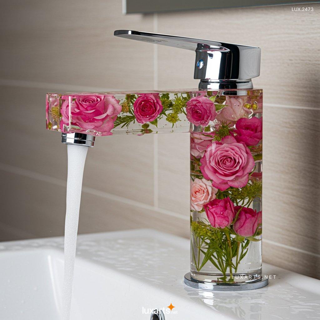 LUX.2473	Flower Inspired Epoxy Resin Faucet – Handcrafted Elegance for Your Home flower faucet 2