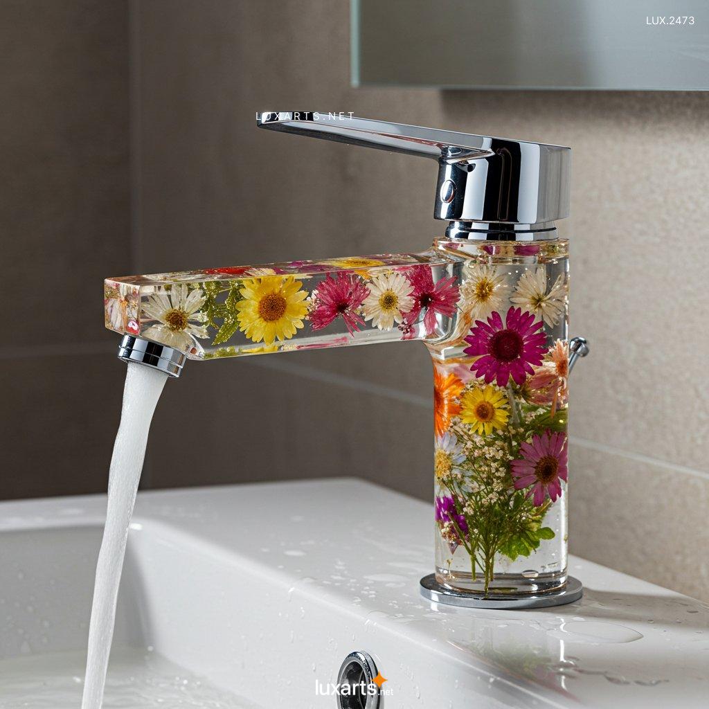 LUX.2473	Flower Inspired Epoxy Resin Faucet – Handcrafted Elegance for Your Home flower faucet 3