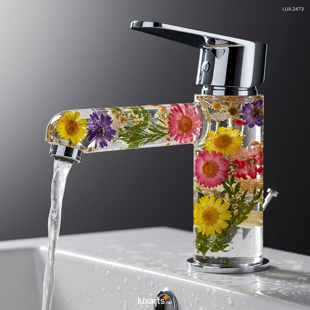 LUX.2473	Flower Inspired Epoxy Resin Faucet – Handcrafted Elegance for Your Home flower faucet 4