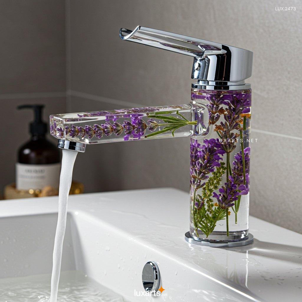 LUX.2473	Flower Inspired Epoxy Resin Faucet – Handcrafted Elegance for Your Home flower faucet 5