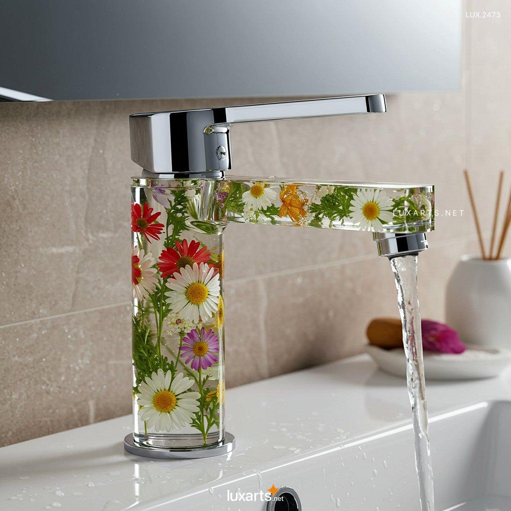 LUX.2473	Flower Inspired Epoxy Resin Faucet – Handcrafted Elegance for Your Home flower faucet 6