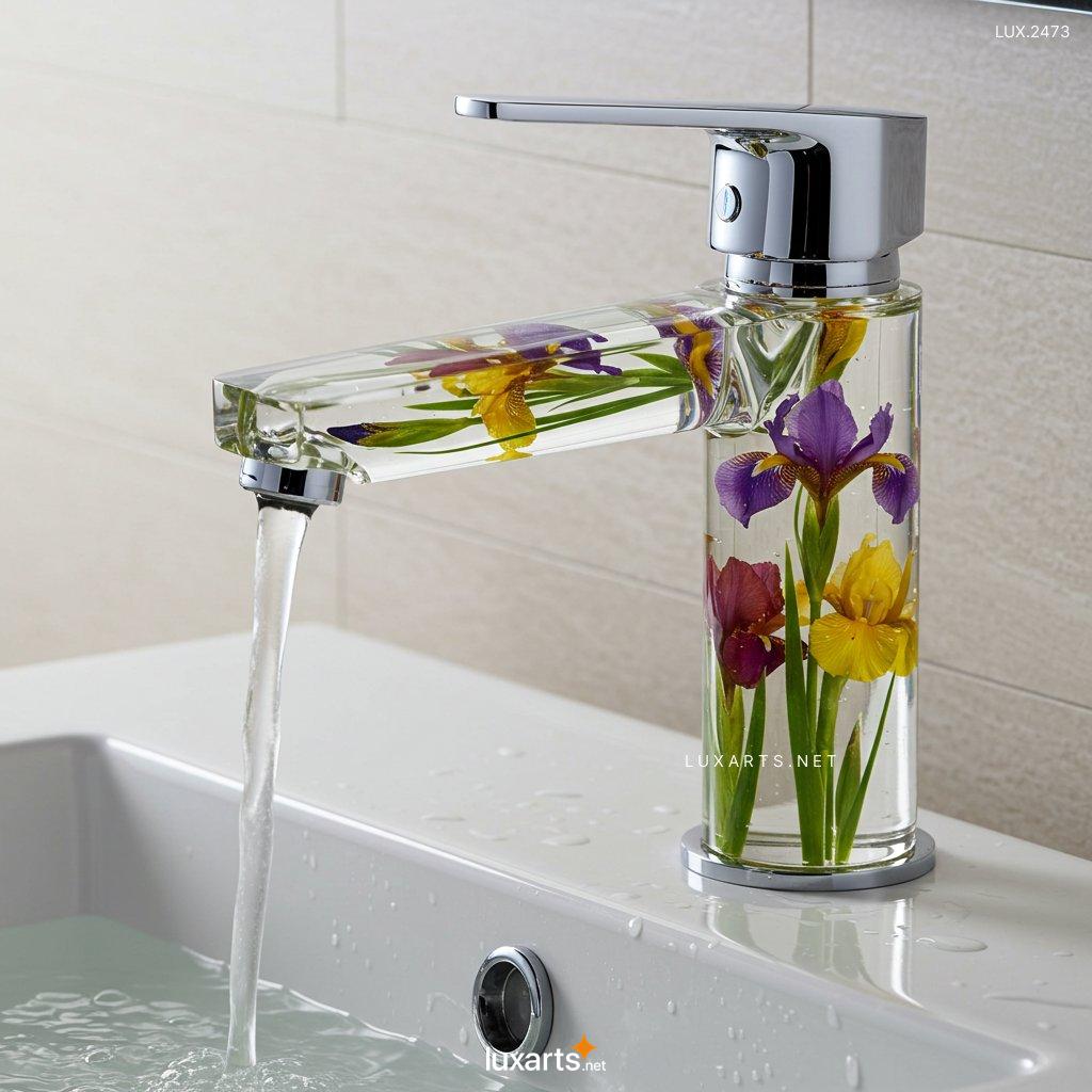 LUX.2473	Flower Inspired Epoxy Resin Faucet – Handcrafted Elegance for Your Home flower faucet 7