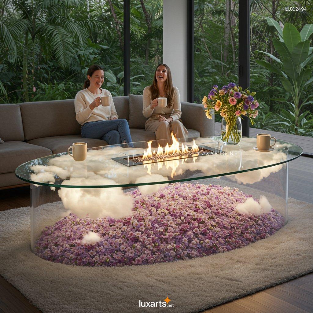 LUX.2494	Elevate Your Living Room with a Stunning Flower Hill Inside Glass Coffee Table flower hill scene coffee tables2 12