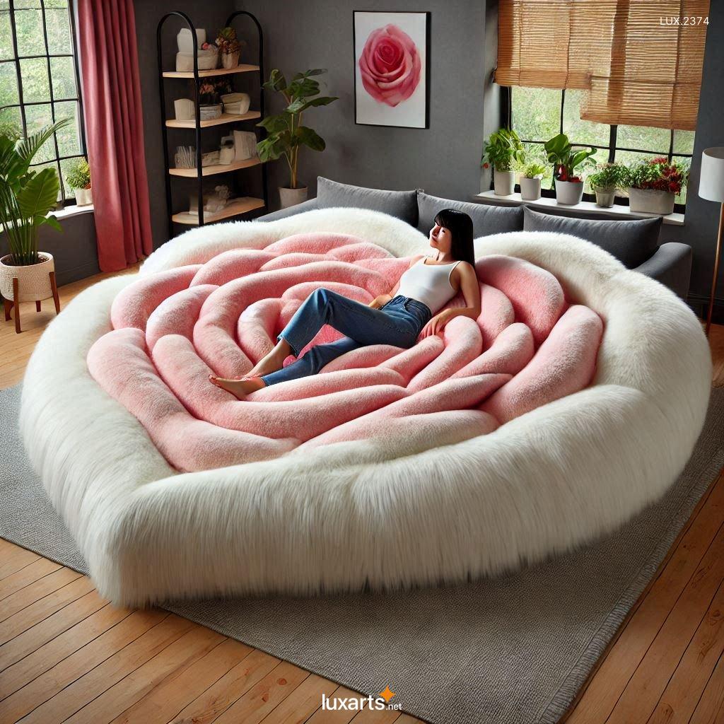 LUX.2374	Rose Shaped Lounger: Elegant Fur Design Perfect for Home Decor heart shaped lounger inspired by a rose 1