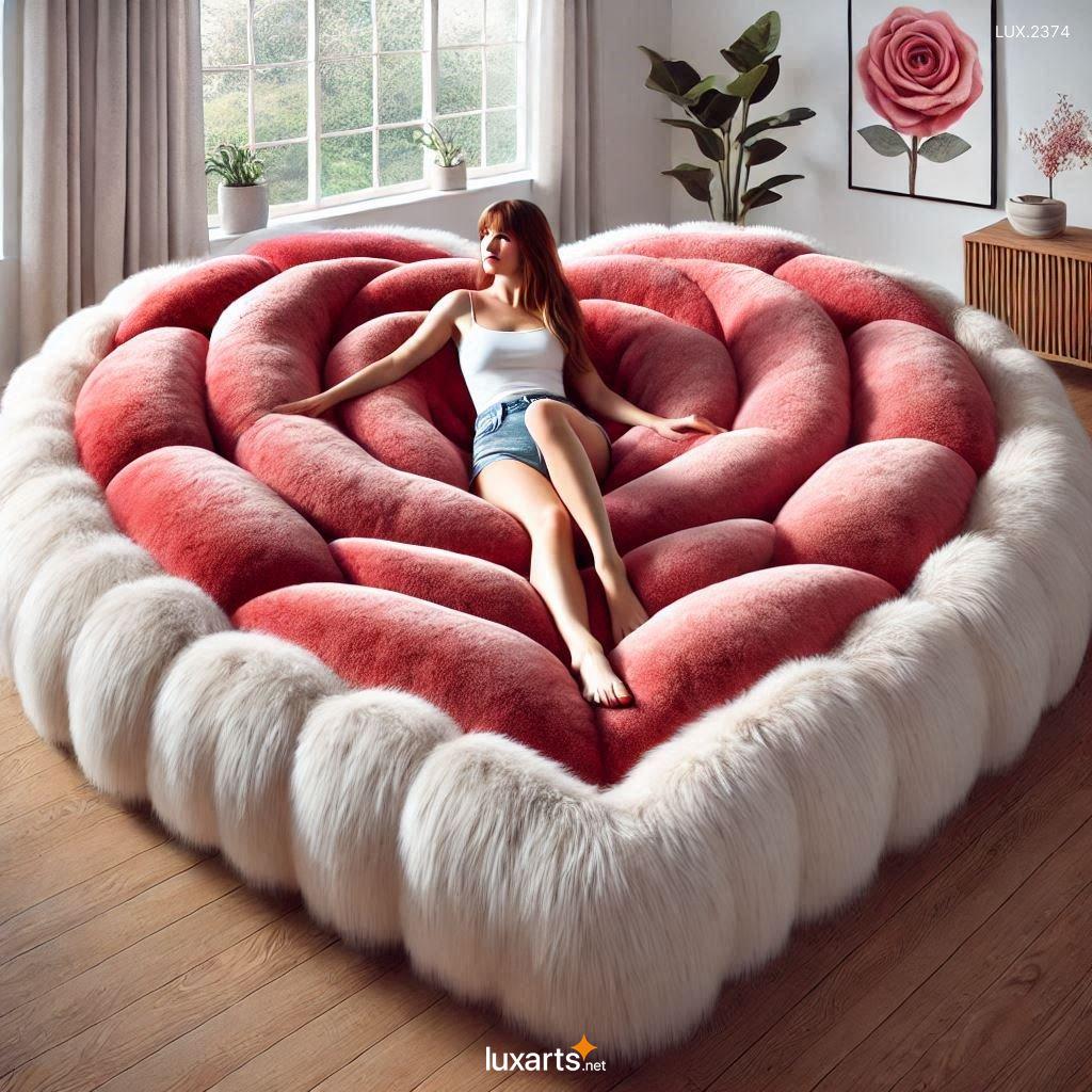 LUX.2374	Rose Shaped Lounger: Elegant Fur Design Perfect for Home Decor heart shaped lounger inspired by a rose 2