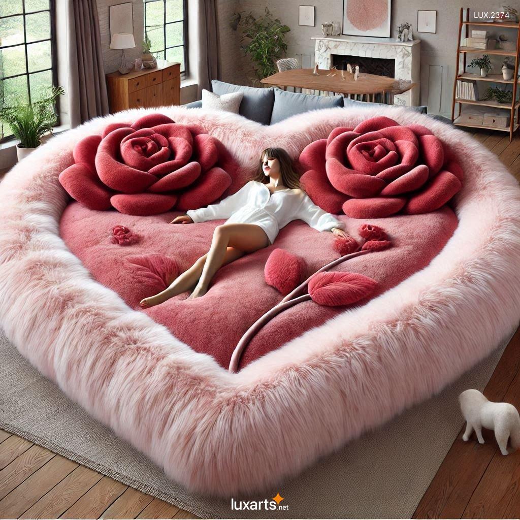 LUX.2374	Rose Shaped Lounger: Elegant Fur Design Perfect for Home Decor heart shaped lounger inspired by a rose 3