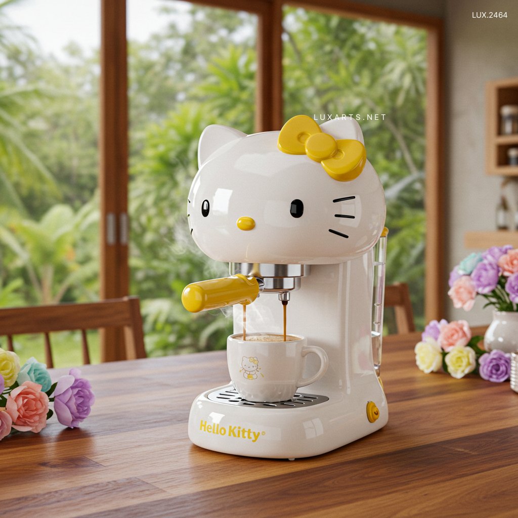 LUX.2464	Hello Kitty Inspired Coffee Maker: Brew in Style with Your Favorite Character hello kitty inspired coffee maker 6