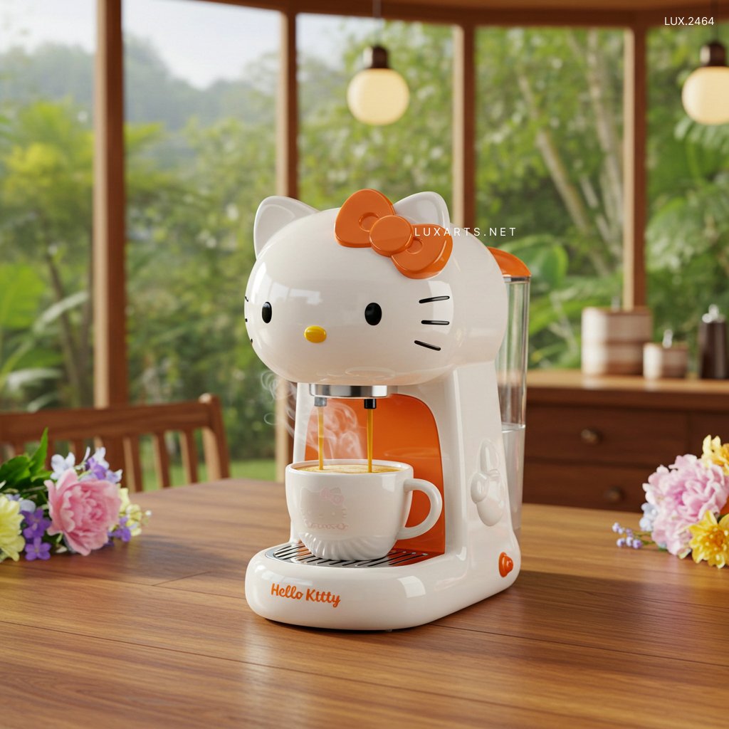 LUX.2464	Hello Kitty Inspired Coffee Maker: Brew in Style with Your Favorite Character hello kitty inspired coffee maker 7