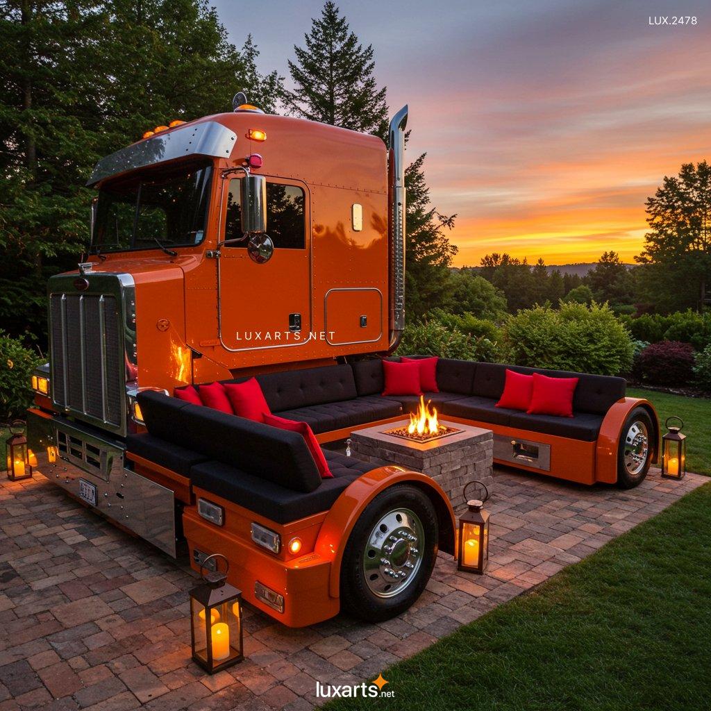 LUX.2478	Semi-Truck Conversion Sofa for the Patio: Unique Outdoor Seating Ideas semi truck conversation sofa2 8