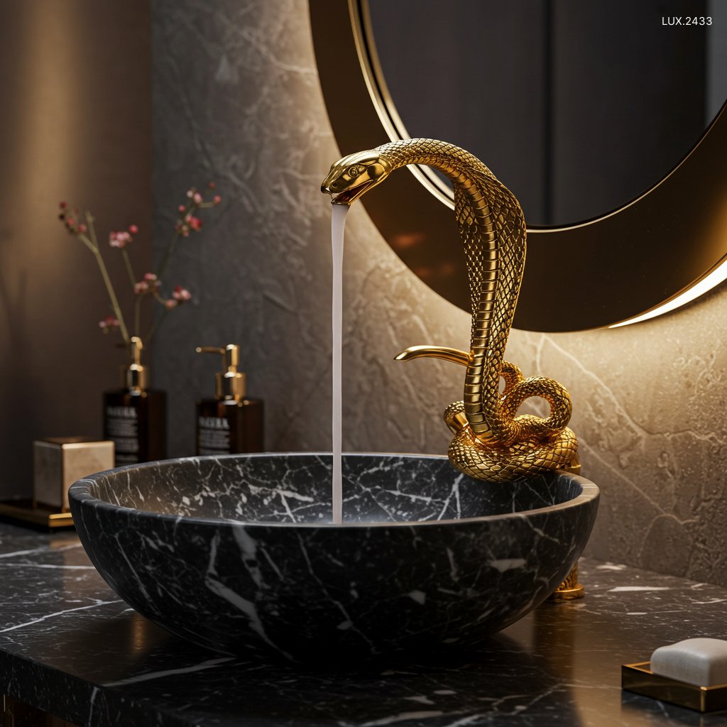 LUX.2433	Snake Inspired Faucet: Unique and Stylish Design for Modern Bathrooms snake inspired faucet 1