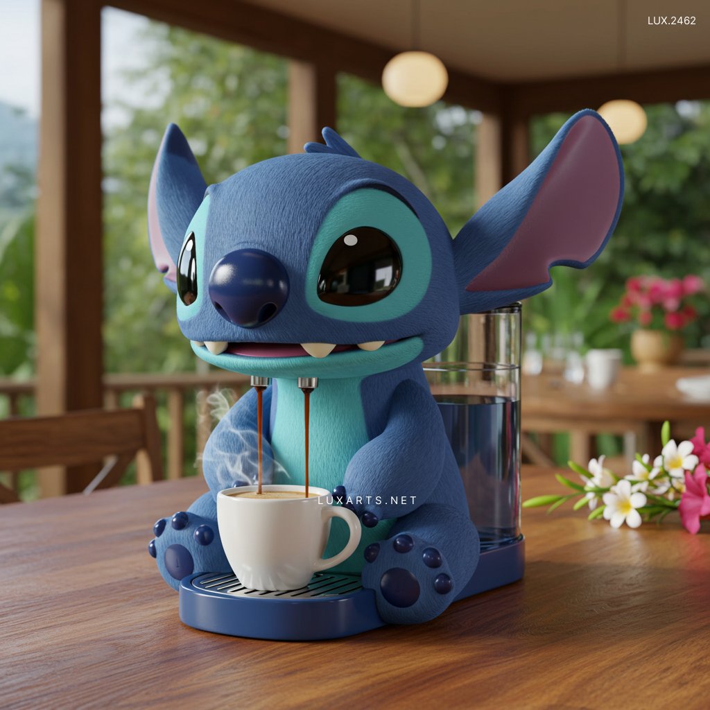 LUX.2462	Stitch Shaped Coffee Maker: Unique and Adorable Brewing for Disney Fans stitch coffee maker 1