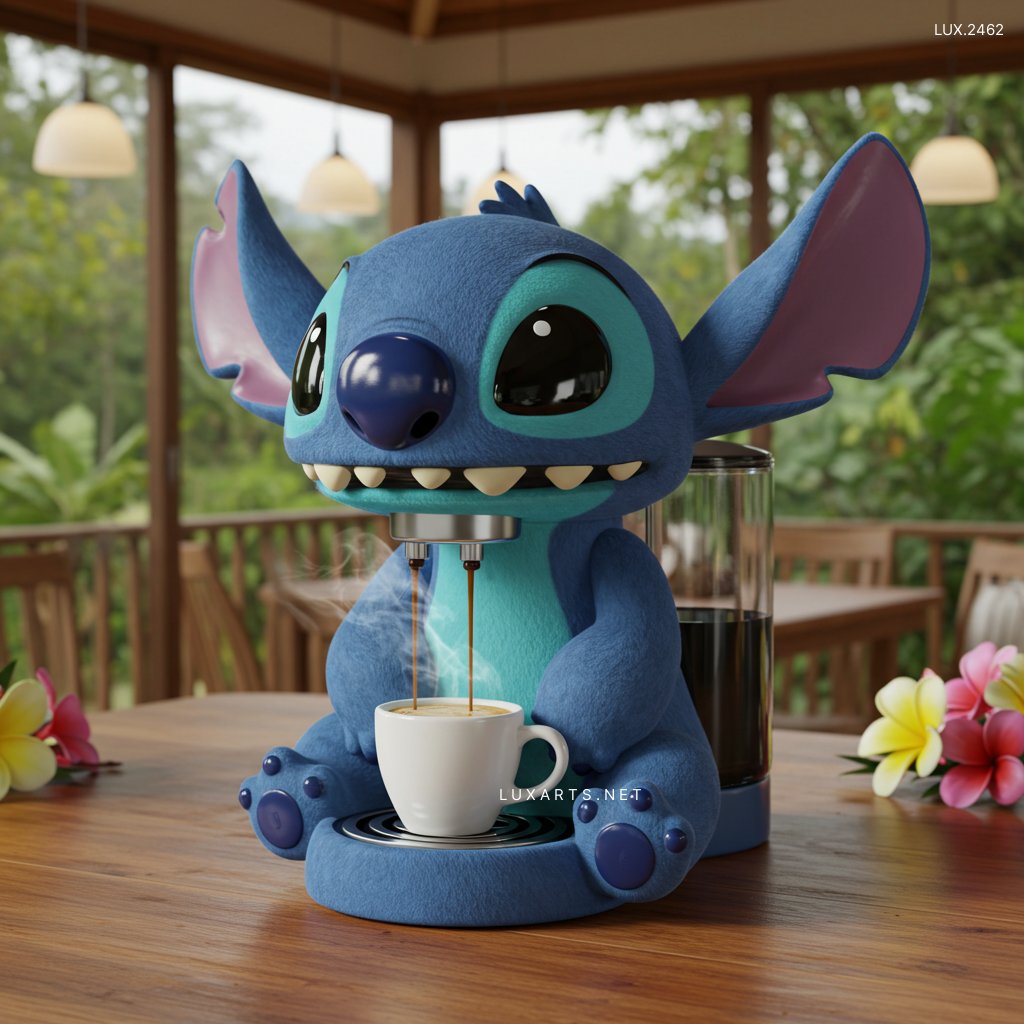 LUX.2462	Stitch Shaped Coffee Maker: Unique and Adorable Brewing for Disney Fans stitch coffee maker 2