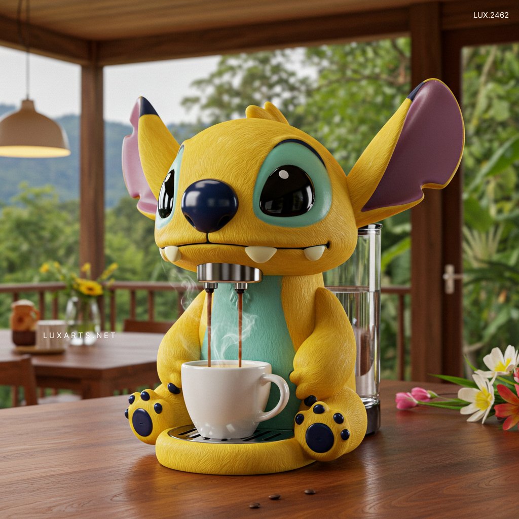 LUX.2462	Stitch Shaped Coffee Maker: Unique and Adorable Brewing for Disney Fans stitch coffee maker 7