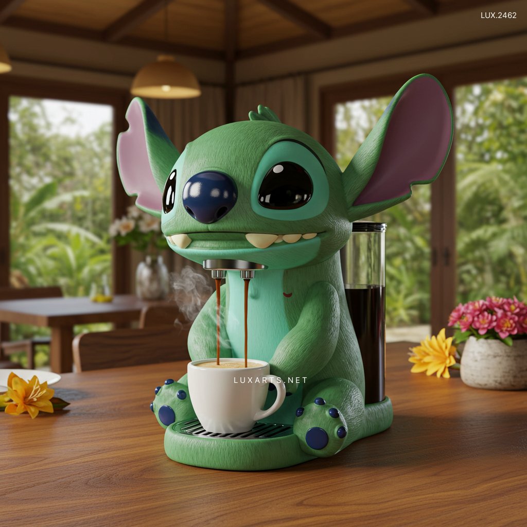 LUX.2462	Stitch Shaped Coffee Maker: Unique and Adorable Brewing for Disney Fans stitch coffee maker 8