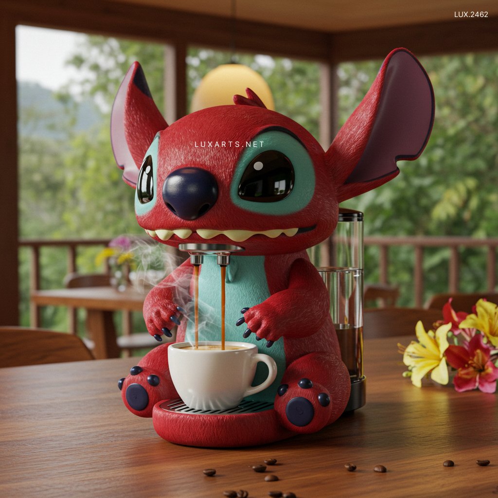 LUX.2462	Stitch Shaped Coffee Maker: Unique and Adorable Brewing for Disney Fans stitch coffee maker 9