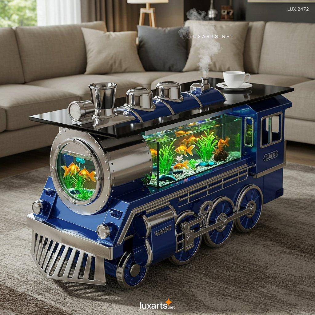 LUX.2472	Train Aquarium Shaped Coffee Table: Unique Furniture for Your Living Space train aquarium shaped coffee table 12