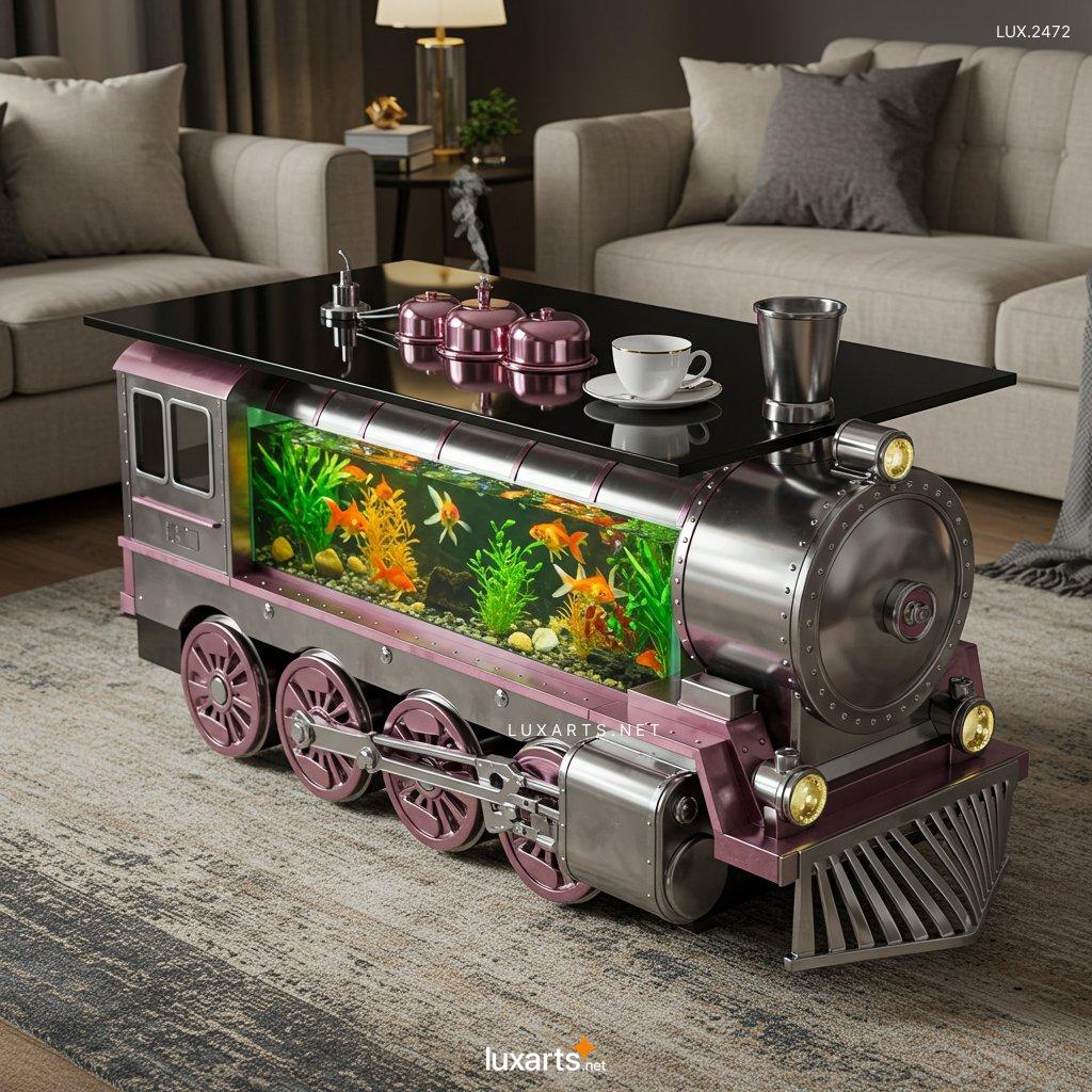 LUX.2472	Train Aquarium Shaped Coffee Table: Unique Furniture for Your Living Space train aquarium shaped coffee table 15