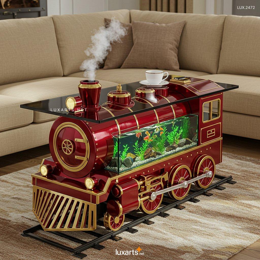 LUX.2472	Train Aquarium Shaped Coffee Table: Unique Furniture for Your Living Space train aquarium shaped coffee table 2