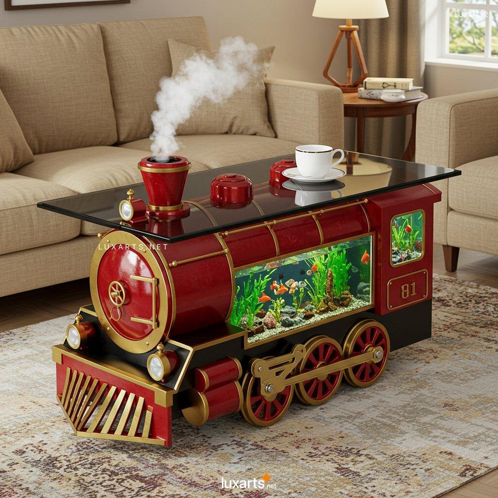 LUX.2472	Train Aquarium Shaped Coffee Table: Unique Furniture for Your Living Space train aquarium shaped coffee table 3