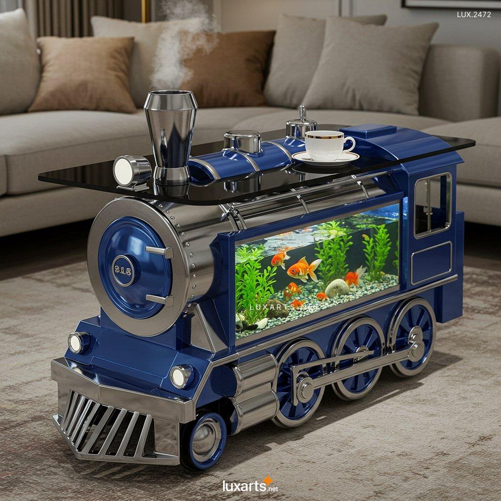 LUX.2472	Train Aquarium Shaped Coffee Table: Unique Furniture for Your Living Space train aquarium shaped coffee table 4