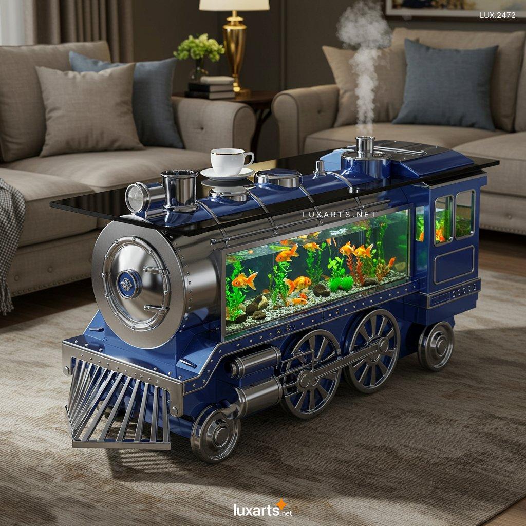 LUX.2472	Train Aquarium Shaped Coffee Table: Unique Furniture for Your Living Space train aquarium shaped coffee table 5