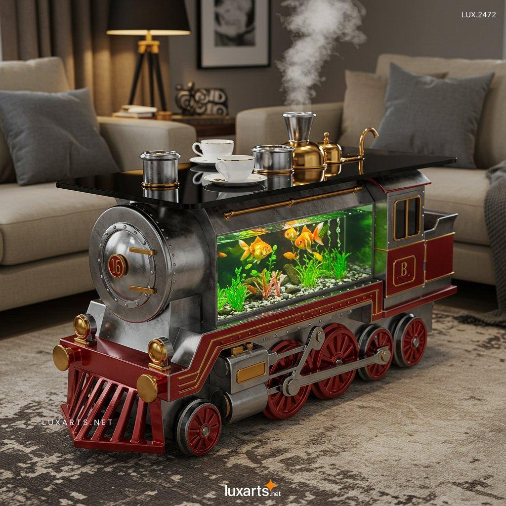 LUX.2472	Train Aquarium Shaped Coffee Table: Unique Furniture for Your Living Space train aquarium shaped coffee table 6