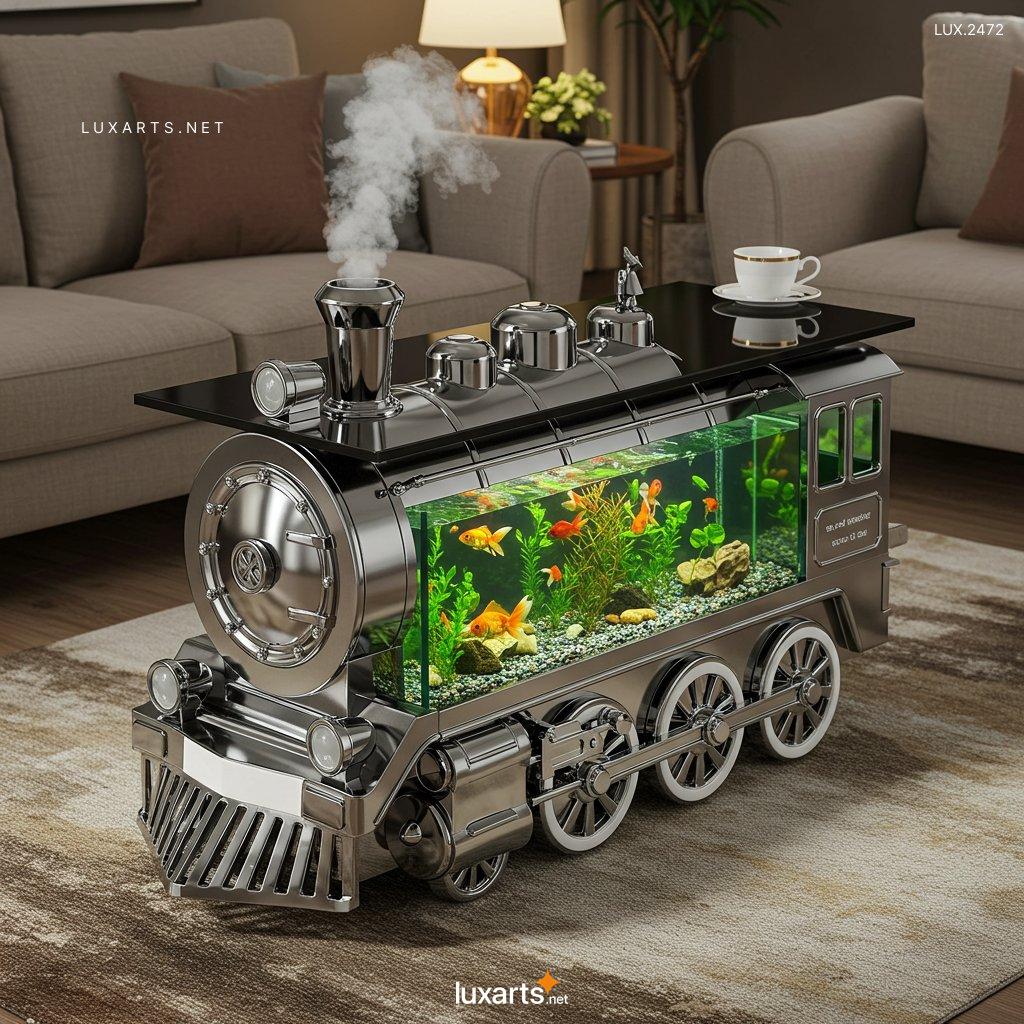 LUX.2472	Train Aquarium Shaped Coffee Table: Unique Furniture for Your Living Space train aquarium shaped coffee table 7