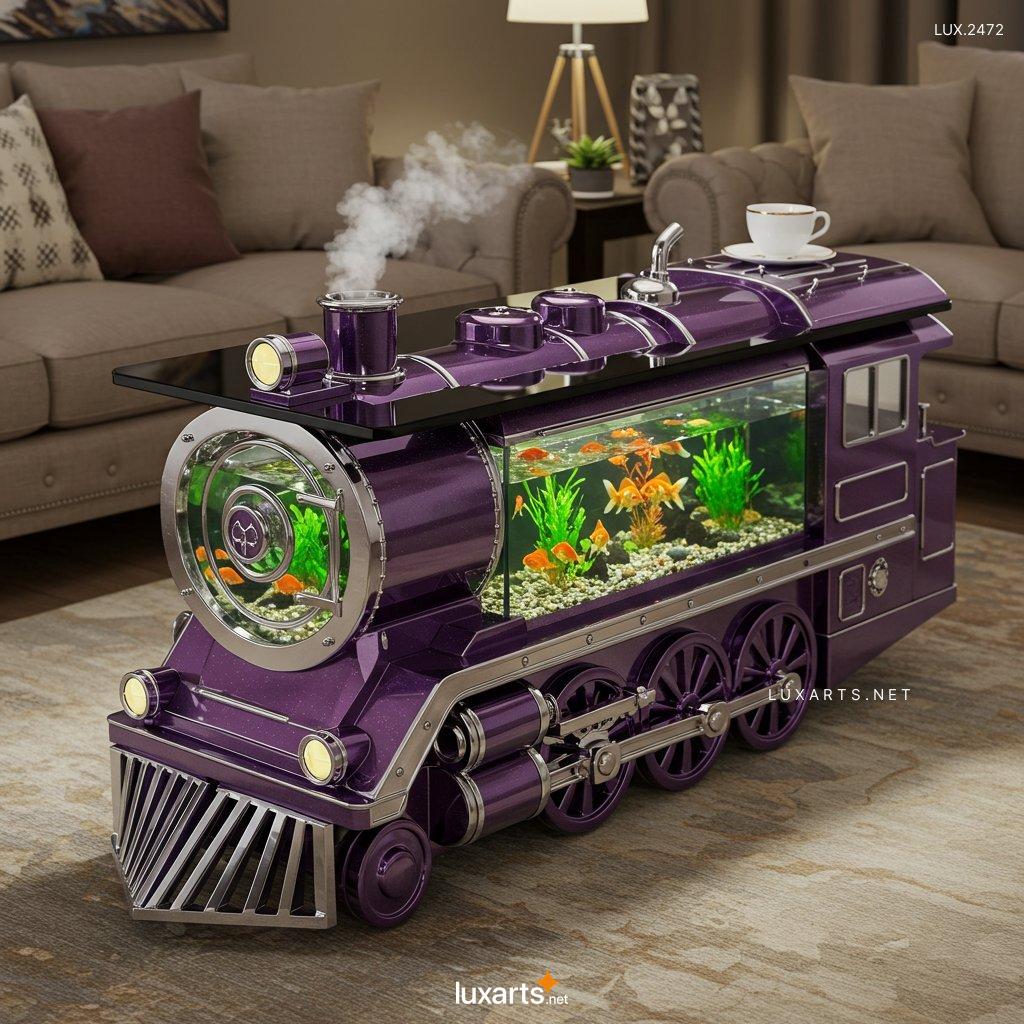 LUX.2472	Train Aquarium Shaped Coffee Table: Unique Furniture for Your Living Space train aquarium shaped coffee table 8