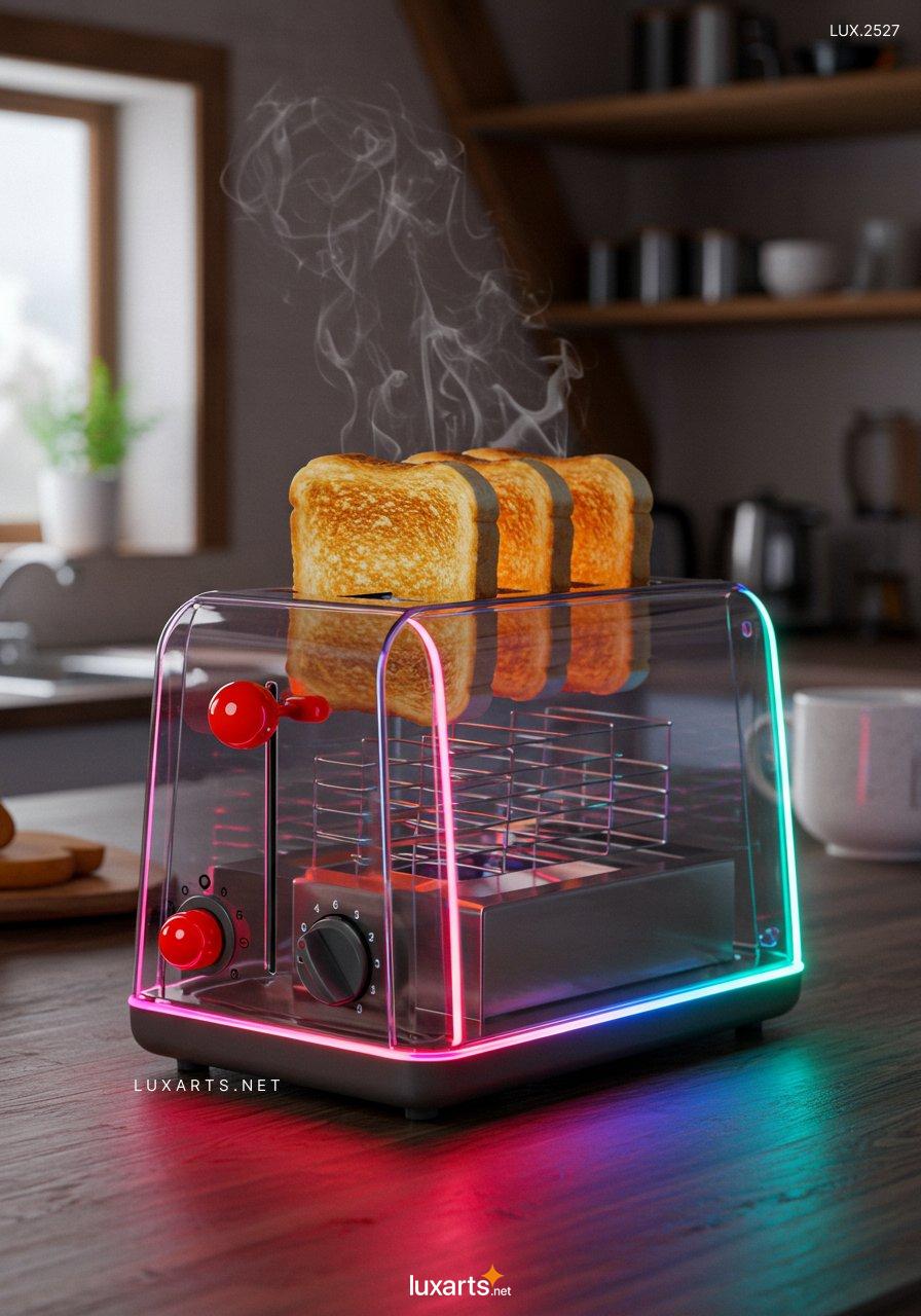 LUX.2527 Discover the Transparent Glass Toaster with Neon Lights: A Unique Design for the Modern Kitchen transparent glass neon toaster 3