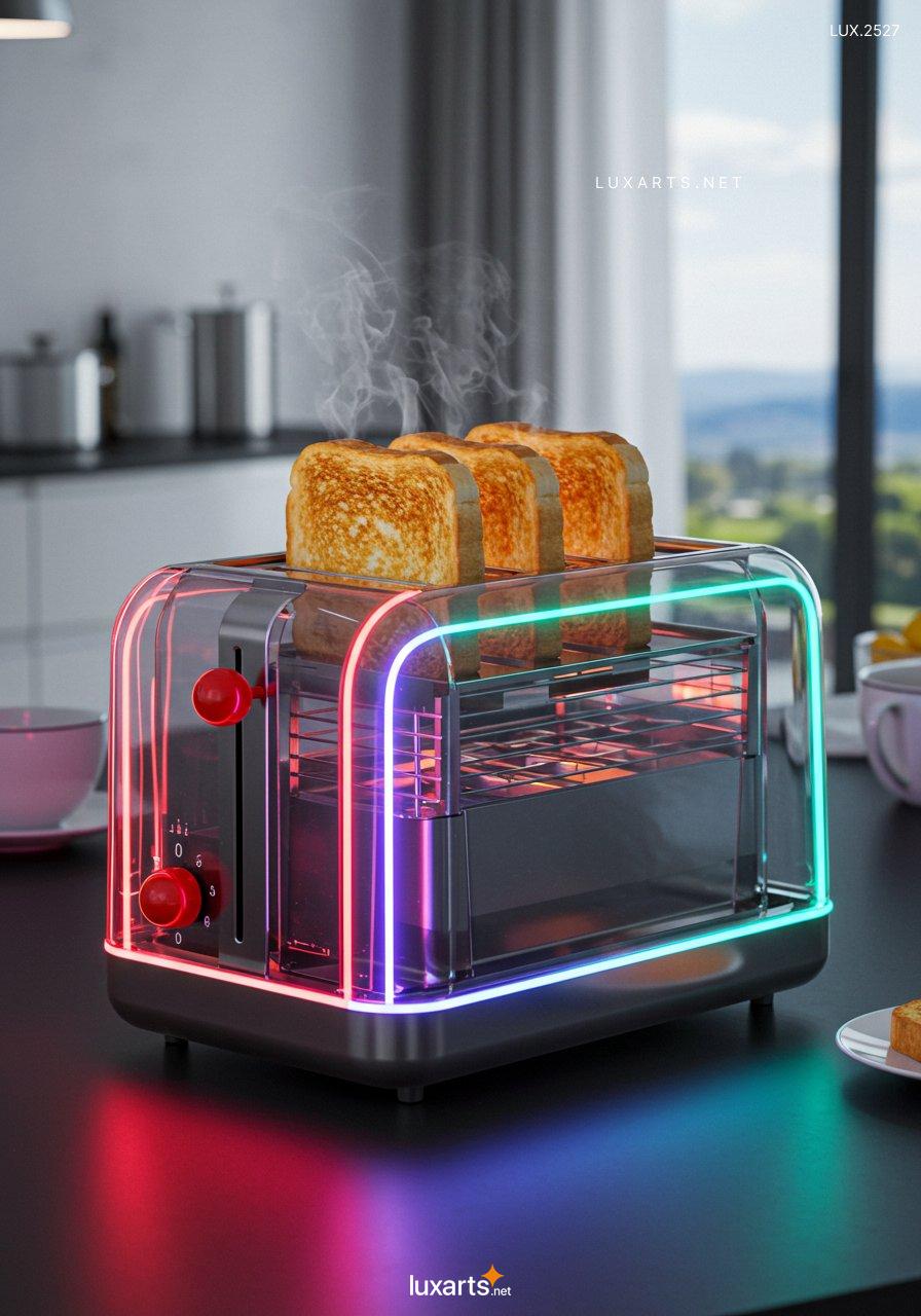 LUX.2527 Discover the Transparent Glass Toaster with Neon Lights: A Unique Design for the Modern Kitchen transparent glass neon toaster 4