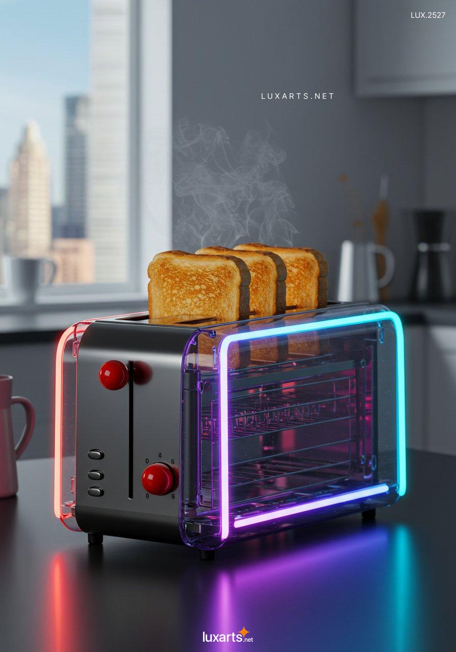 LUX.2527 Discover the Transparent Glass Toaster with Neon Lights: A Unique Design for the Modern Kitchen transparent glass neon toaster 5