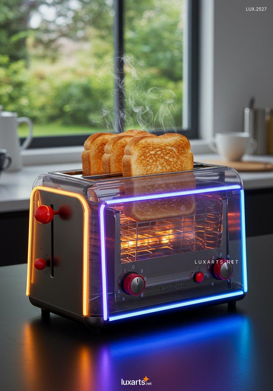 LUX.2527 Discover the Transparent Glass Toaster with Neon Lights: A Unique Design for the Modern Kitchen transparent glass neon toaster 6