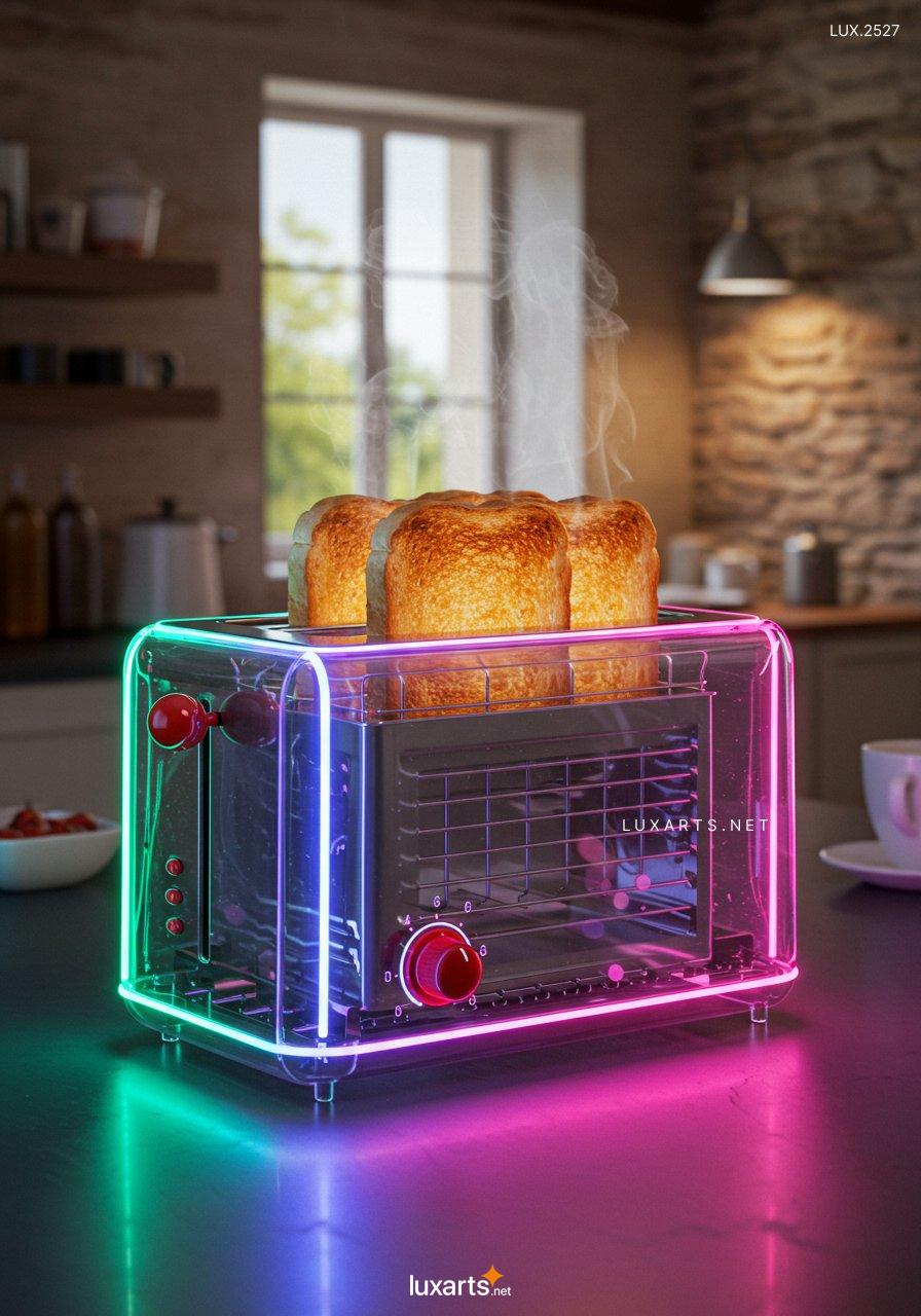 LUX.2527 Discover the Transparent Glass Toaster with Neon Lights: A Unique Design for the Modern Kitchen transparent glass neon toaster 7