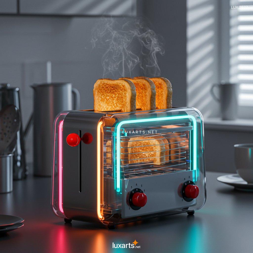 LUX.2527 Discover the Transparent Glass Toaster with Neon Lights: A Unique Design for the Modern Kitchen transparent glass neon toaster 8